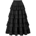 thumbnail image 5 of LWavelet Tiered Ruched Asymmetrical Satin Maxi Skirt Women Gothic Style Party Casual Unique Bottoms Black M, 5 of 9