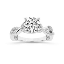 IGI Certified 5 Carat Round Shape Lab Grown Diamond Engagement Ring | 14K White Gold | Harlow Twisted Shank Diamond Ring | FG-VS1-VS2 Quality Friendly Diamonds