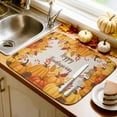 thumbnail image 4 of Happy for Kitchen Counter Fall Pumpkin Vintage Linen Farmhouse Super Absorbent Microfiber Coffee Bar Mat Reusable Washable Dish Drainer Rack Mat, 1 Pack, Orange (Pack of 1), 4 of 7