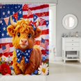 thumbnail image 2 of Manfei Animal Highland Cow Shower Curtain 72Wx84L,Independence Day Bathroom Shower Curtain,Orange Red Blue, 2 of 6