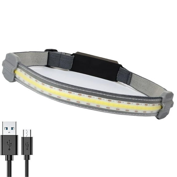1pc Headlamp COB LED Headlight Torch Work Light Bar Head Band USB Rechargeable