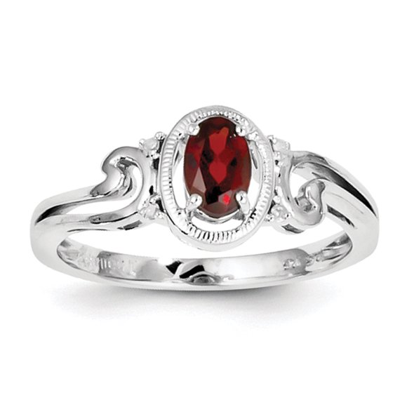 Bague Ovale en Argent Sterling Plaqué Rhodium Taille 6