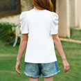 thumbnail image 3 of Inglocry Girls Puff Short Sleeve Shirts Summer Ribbed Knit Crewneck T Shirt Tops Tee Blouse Cute Summer Tops For Teens White 9-10Y, 3 of 4