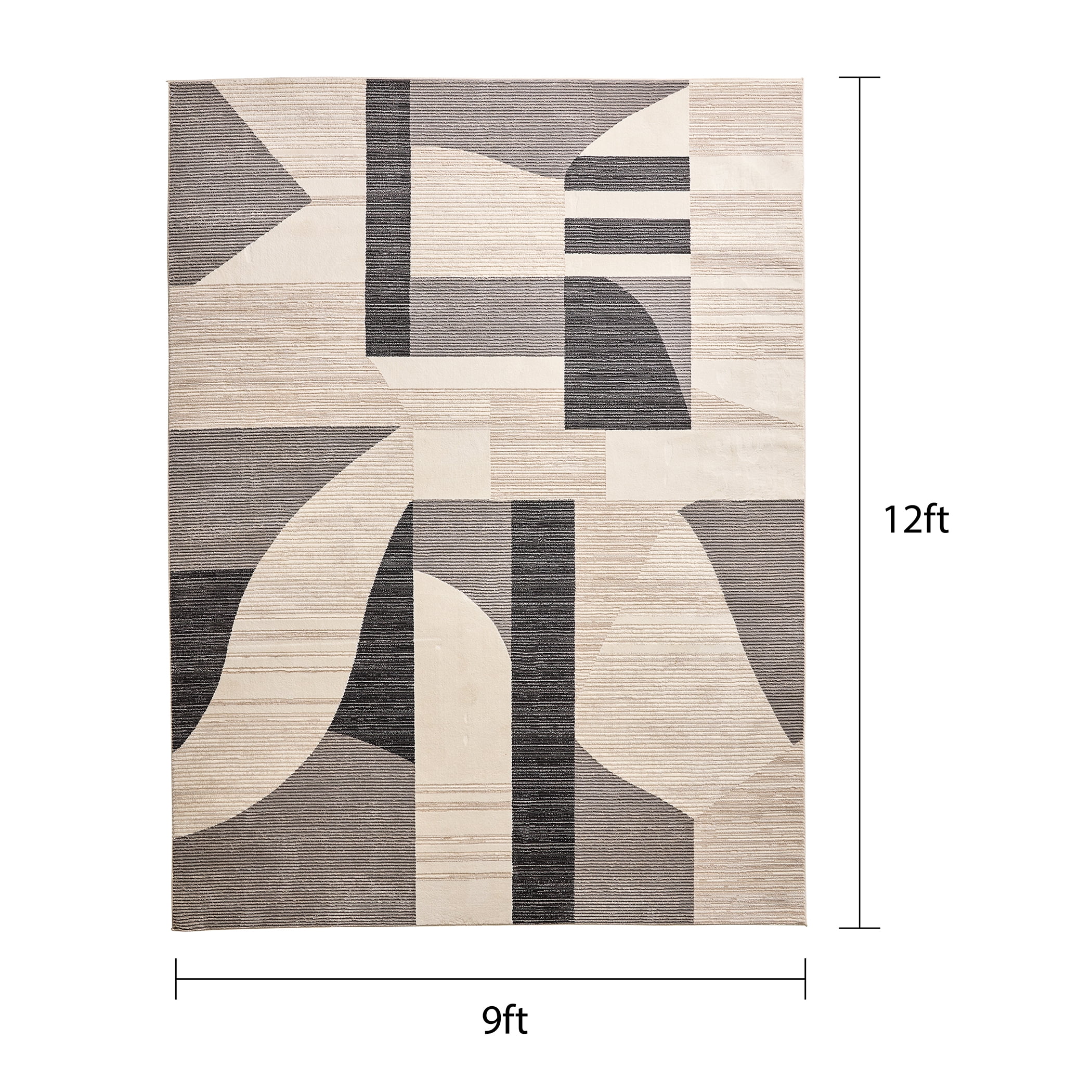 Better Homes & Gardens Gray Modern Shapes Abstract Indoor Area Rug, 9'x12'