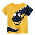 thumbnail image 2 of ROLKFUK Toddler Boys Casual Shirts- Short Sleeve Printed Crew Neck Fashion Cotton Boys Summer Clothes Yellow Size 3T, 2 of 3