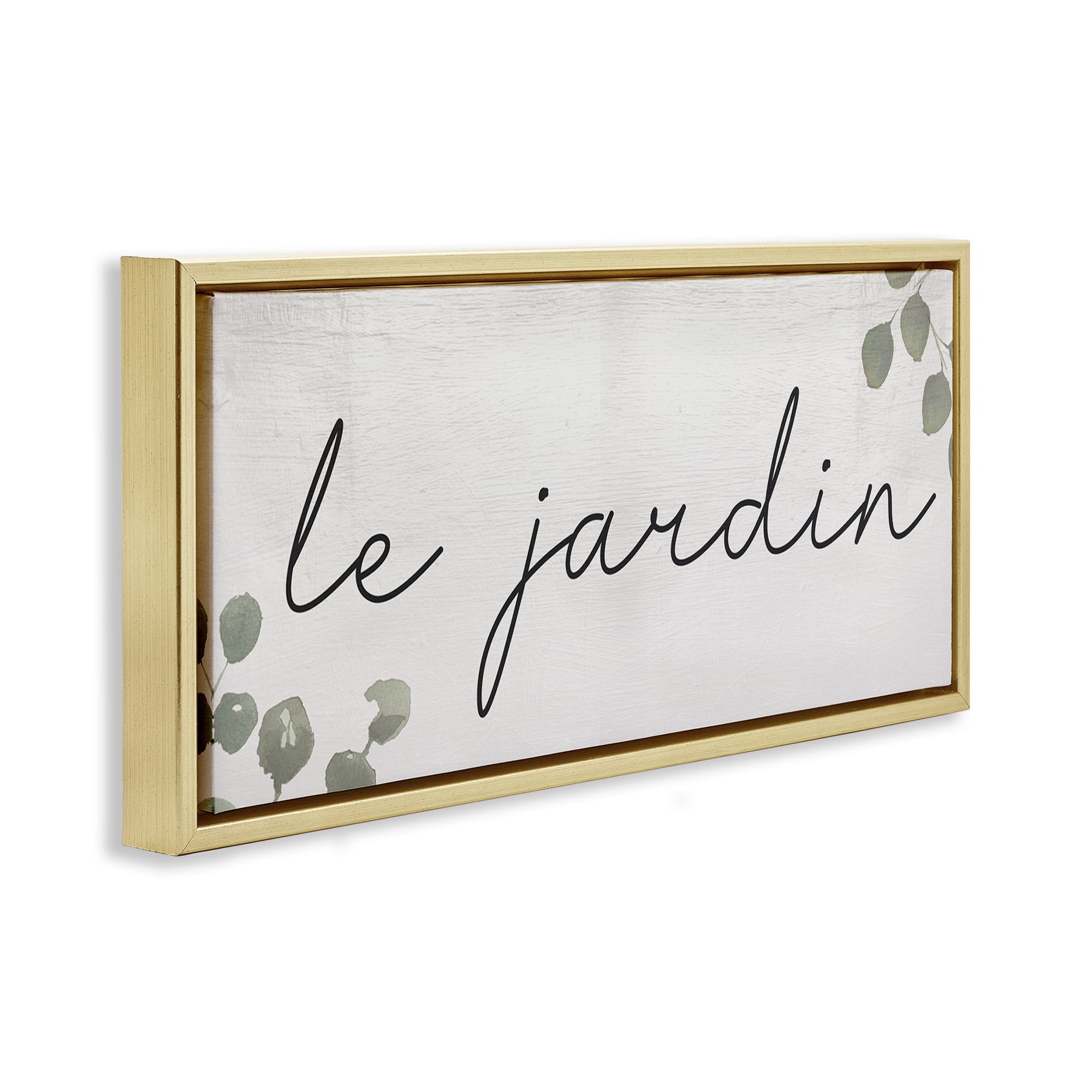 Stupell Industries Le Jardin Garden Plants & Flowers Painting Gold Floater Framed Canvas Art Print Wall Art, 31 x 14