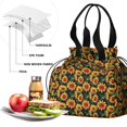 thumbnail image 4 of Black Sunflower Drawstring Lunch Bag Women - Drawstring Lunch Bag Insulated for Work Office - Stain-Resistant Large Lunchbags for Women with Multi-Pockets, 4 of 6
