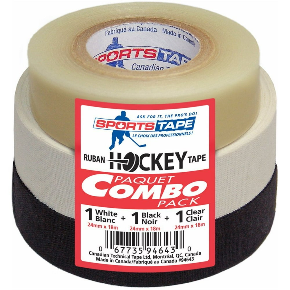 Hockey Tape 3Pack (1 Clear/1 Black/1 White)
