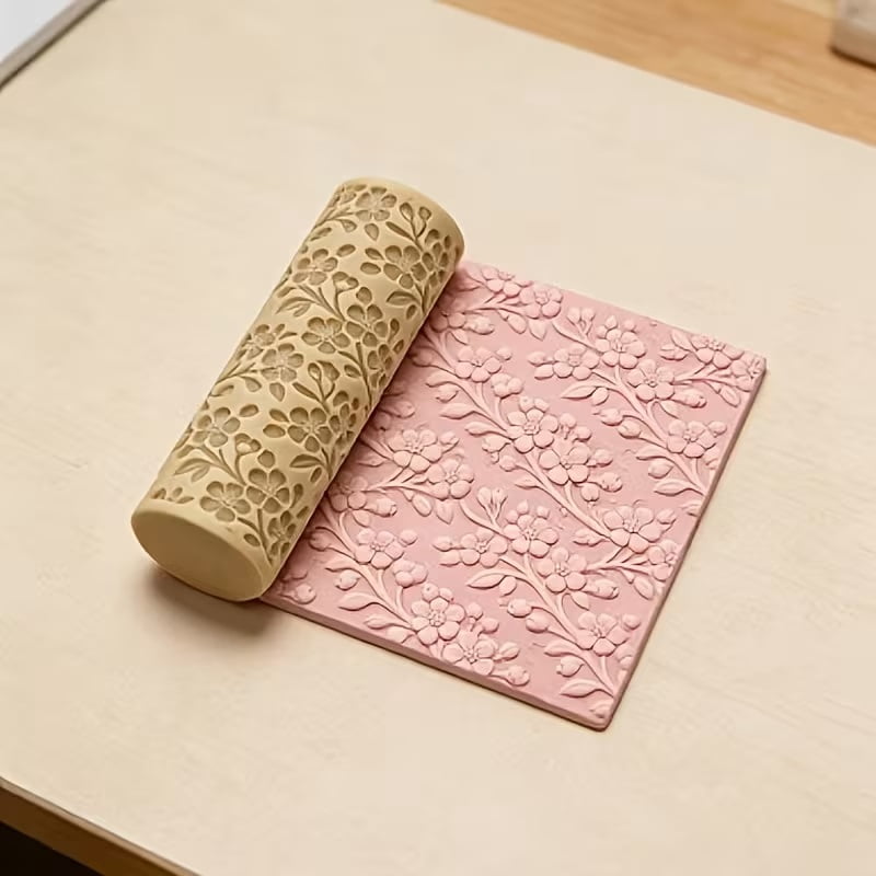 Retro Style Small Flower Polymer Clay Embossed Texture Roller - Creative Ceramic Sculpture Tool