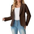 thumbnail image 5 of Women's Single-Button Tailored Blazer Jacket – Notch Lapel, Lightweight Suit Coat Coffee 14, 5 of 8