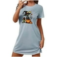 thumbnail image 4 of Sakmal Playful Moomoos for Women Sleep Loose Halloween Cloud-Like Blue Sleepwear Black Cat Print Short Short Sleeve Crew Neck Nightgowns S-2XL, 4 of 4