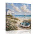 thumbnail image 3 of Canvas Wall Art Coastal Boat Canvas Art Print Natural Sand Beach Sailboat Rustic Cottage Ocean Pictures Wall Decor for Living Room Bedroom Artwork Decorations Stretched Framed Ready to Hang 10"x10", 3 of 9