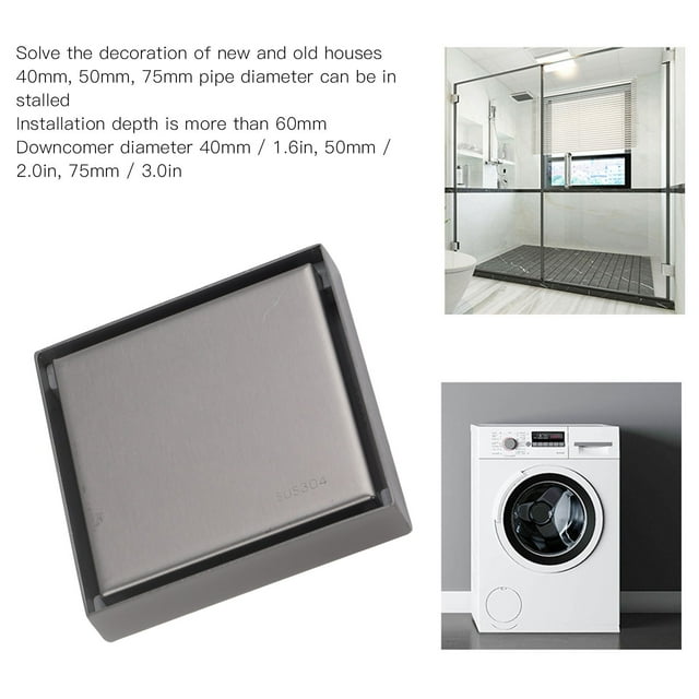 Desagüe de piso invisible cuadrado NikouMX Desagüe de ducha de baño invisible cuadrado 4 pulgadas