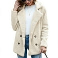 thumbnail image 5 of Women's Fuzzy Shearling Coat, Winter Warm Oversized Jacket with Lapel Collar, Casual Zipper Outwear for Daily Use White, XL, 5 of 8