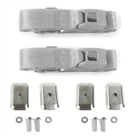 Standard 2 Point Gray & Grey Lap Bucket Seat Belt Kit with Bracketry for Jeep Cherokee 1984-2001 - 2 Belts