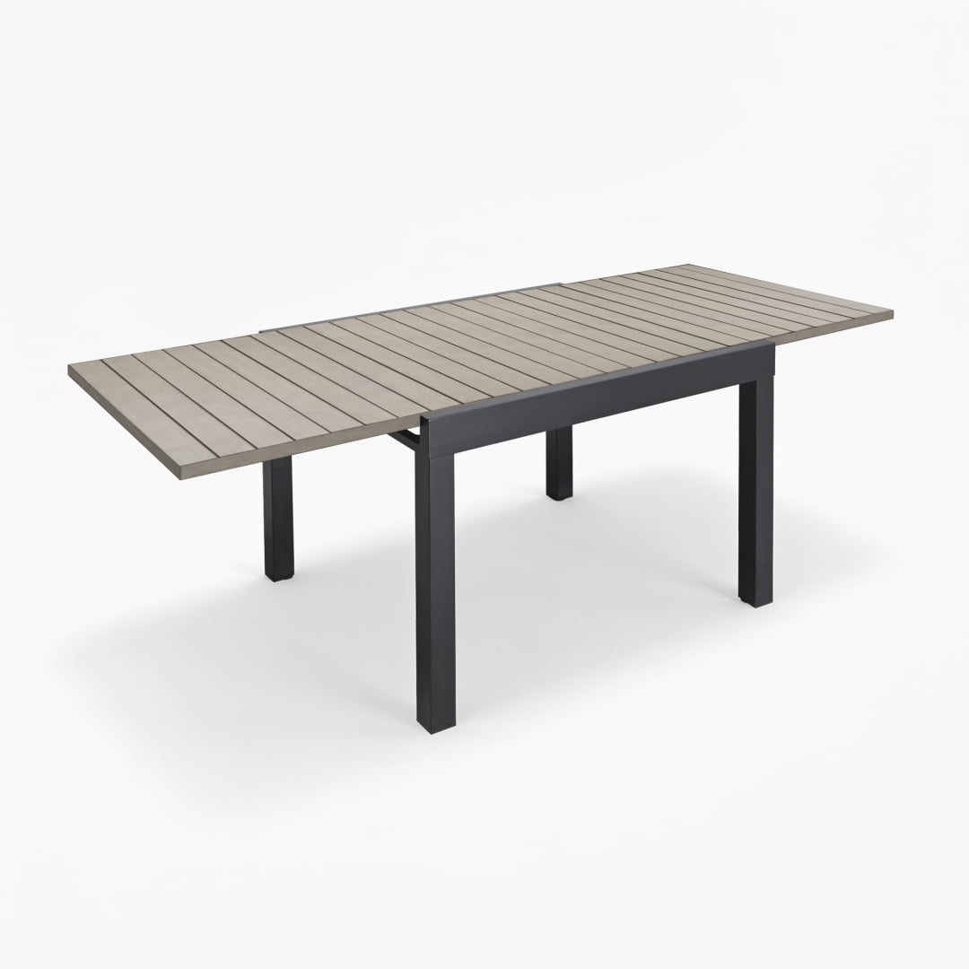 Expandable Aluminum Outdoor Patio Dining Table for 4-8, Extendable 38" to 76", Weather-Resistant, Limed Oak