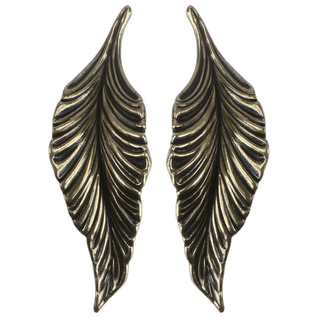 Shisuyan 2Pcs Creative Leaf Shaped Door Handle Retro Zinc Alloy Pull Ring for Home