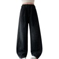 thumbnail image 3 of TIREOW Girls Sparkly Rhinestone Denim Pants Wide Leg Elastic Waist Jeans Fashionable Lightweight Casual Loose Denim Pants Streetwear(Black,13-14 Years), 3 of 7