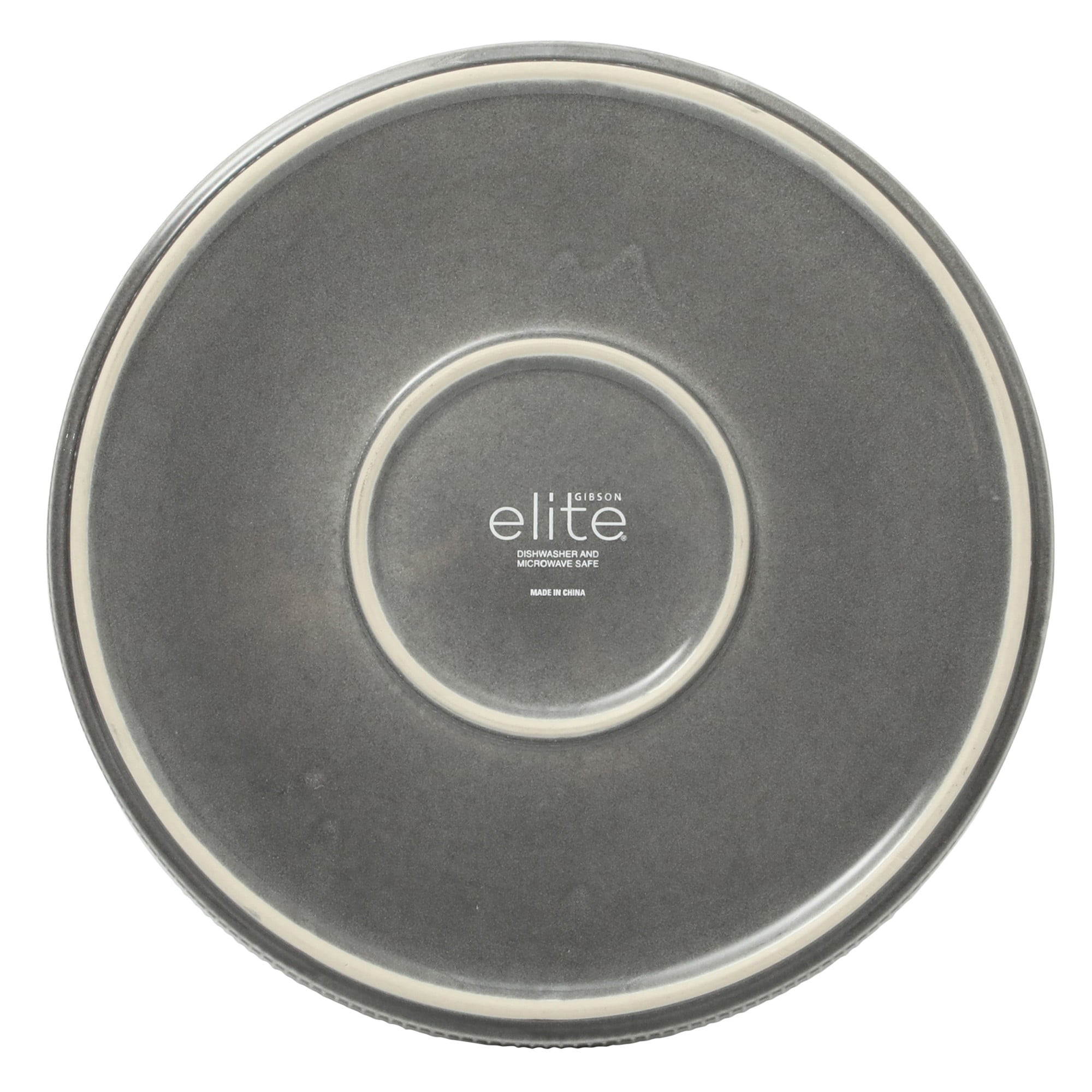 Gibson Elite Solana Coast 12 Piece Stoneware Reactive Glaze (Service for 4) Ceramic Plates and Bowls Modern Shape Embossed Dinnerware Set - Black