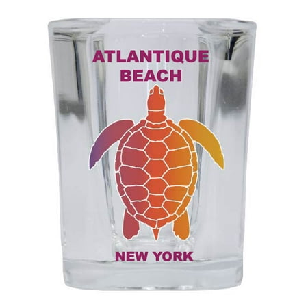 

ATLANTIQUE BEACH Square Shot Glass Rainbow Turtle Design