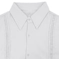 thumbnail image 4 of Cmfcve Mens Cuban Guayabera Shirt Long Sleeve Casual Dress Linen Button Down Shirts Fashion Loose Fit Shirt Jackets, 4 of 9