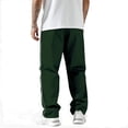 thumbnail image 6 of Dwellite Track Pants Men Side Striped Baggy Wide Leg Parachute Pants Streetwear Elastic Waist Lounge Pants with Pockets Army Green M, 6 of 9
