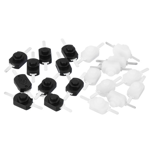 Interruptor de Botón de Auto-bloqueo Uxcell, 20 Pcs Pin Recto On/Off DC 30V 1A Interruptor de Control Micro, Negro/Blanco