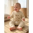 thumbnail image 4 of RUINIXCW New To The Cousin Crew Newborn Baby Boy Hospital Coming Home Outfit Infant Baby Boys Fall Winter Clothes Long Sleeve Waffled Romper and Pants Hat Set, 4 of 9