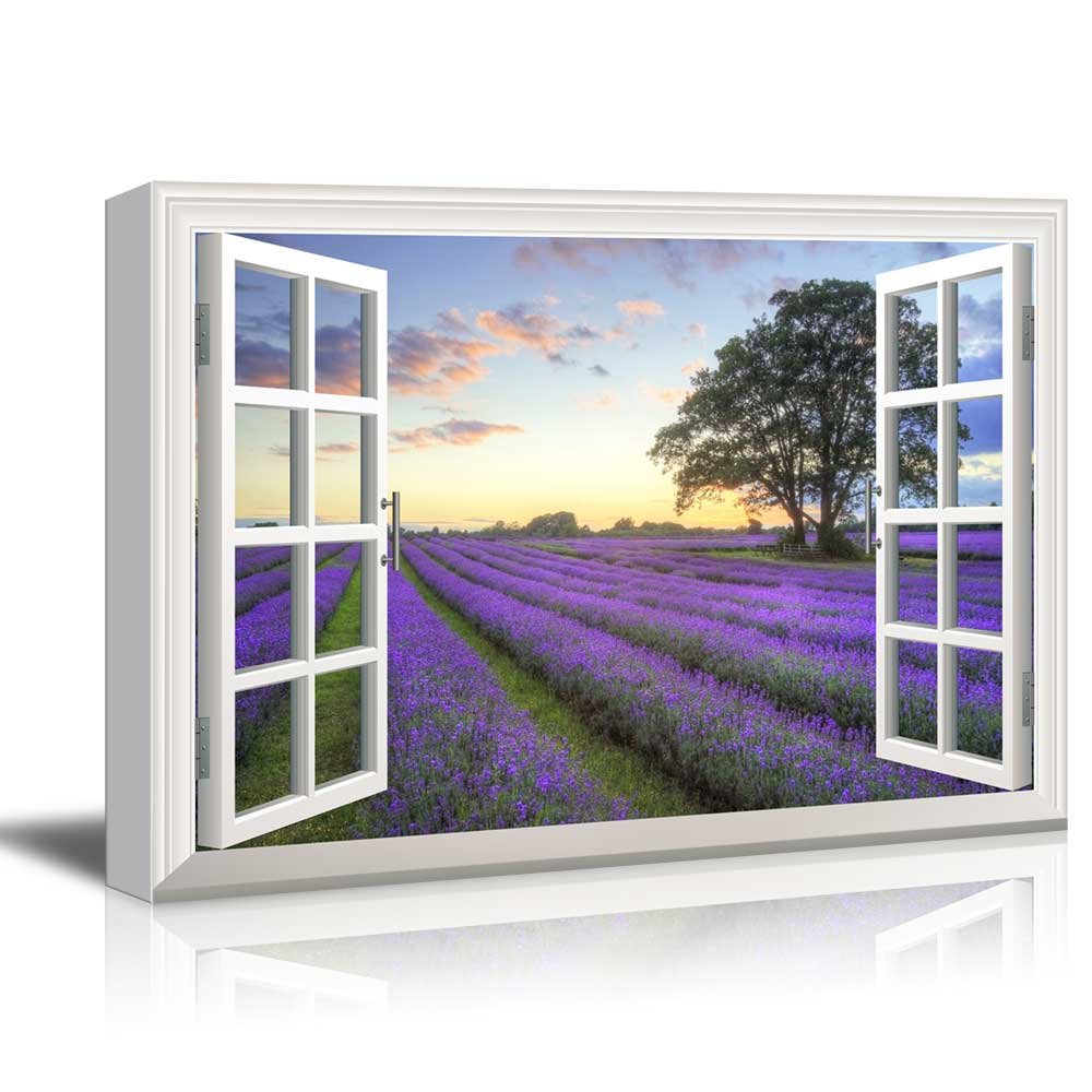 Wall26 Creative Window View Canvas Prints Wall Art Sunrise on a