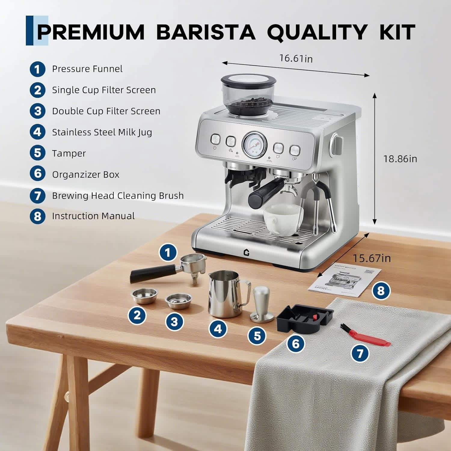 EastVita Semi-Automatic Espresso Machine 20 Bar Professional Pressure