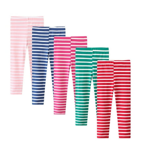 

KYAIGUO Toddler Kids Girls Full Length Leggings Stretchy Pants Cotton Stripe Pants for 2-7T