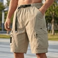 thumbnail image 2 of GUZOM Mens Quick Dry Cargo Shorts Relaxed Fit with Zipper Pockets | Lightweight Outdoor Hiking Utility Shorts for Men with Belt, Beige,Size XL, 2 of 9
