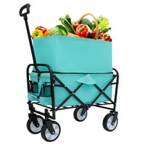Olurrisa Minimeetall Extention Collapsible Foldable Wagon Cart with strapping system Beach Wagon Utility Cart Utility Wagon Grocery Cart for for Camping Shopping