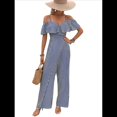thumbnail image 3 of Plisados A Rayas para Mujer, Elegantes, de Verano, con Tirantes y Pantalones de Pierna , . Azul Marino S, 3 of 7