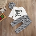 thumbnail image 3 of wsevypo 3Pcs Baby Boy Clothes Mommy's New Man Print Bodysuit Summe Cotton Short Sleeve Romper Moustache Pants+Hat Outfits Set, 3 of 5