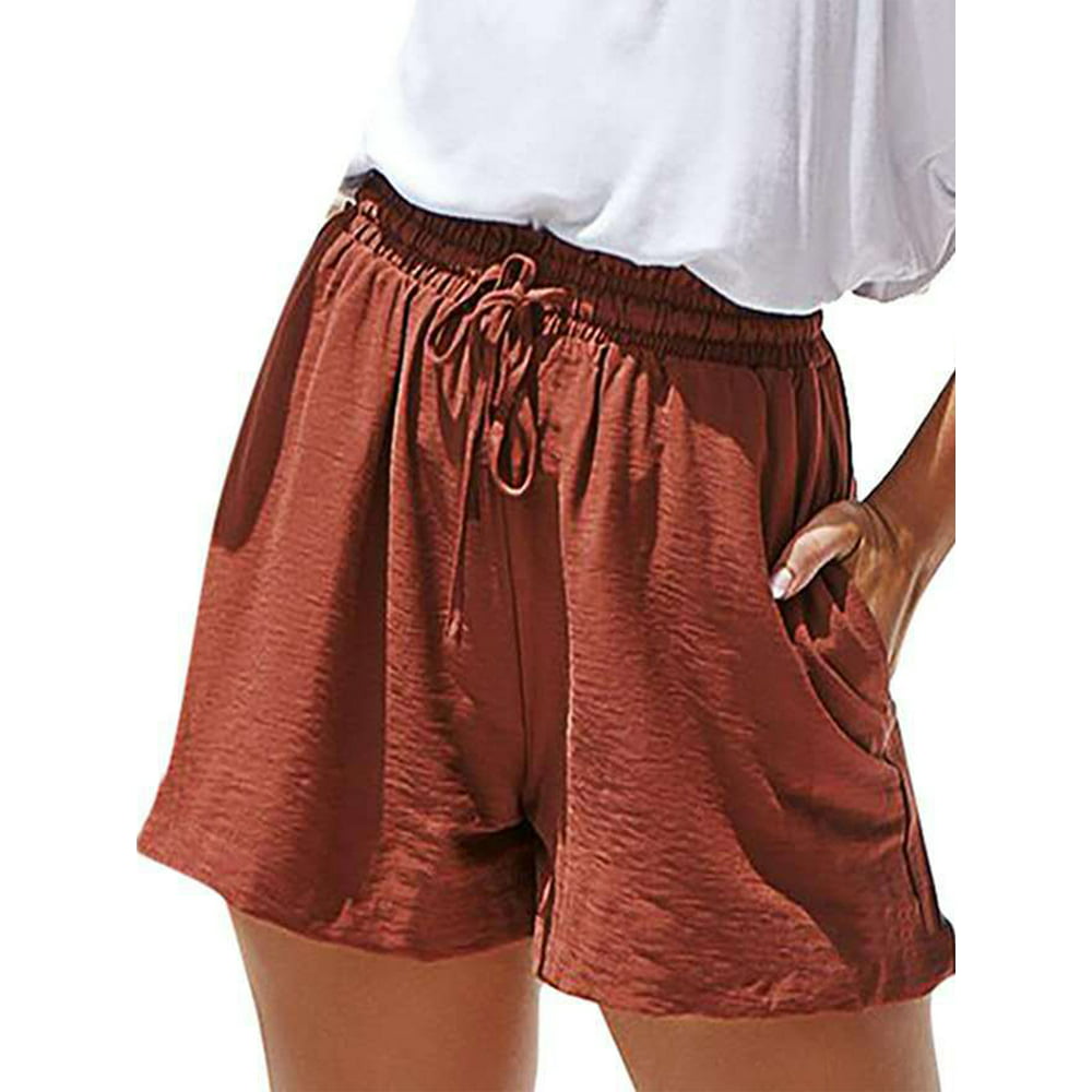Colisha - Casual Cotton Linen Shorts for Women Drawstring Elastic Waist ...