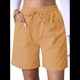 thumbnail image 2 of Pantalones Cortos Casuales Omen con Cordón Ajustable, Cintura Elástica Cómoda, Pantalones Cortos de Verano con Bolsillos, Color Cúrcuma M, 2 of 7