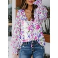 thumbnail image 2 of Blusa Biucly para mujer, casual, con estampado floral bohemio, primavera 2024, 2 of 4