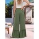 thumbnail image 4 of Pantalones Palazzo de Cintura Alta y Pierna para Mujer, Estilo , con Encaje, Holgados, Color Verde , Talla M, 4 of 6