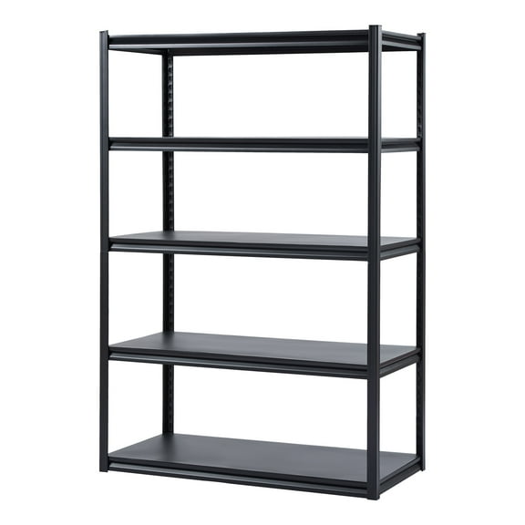 KFFKFF Shelving Unit, 3000 lbs Capacity, 5-Level Garage Storage Rack, 24" Depth x 48" Width x 72" Height, Adjustable Steel Shelves, Perfect for Kitchen, Warehouse, Basement, Black