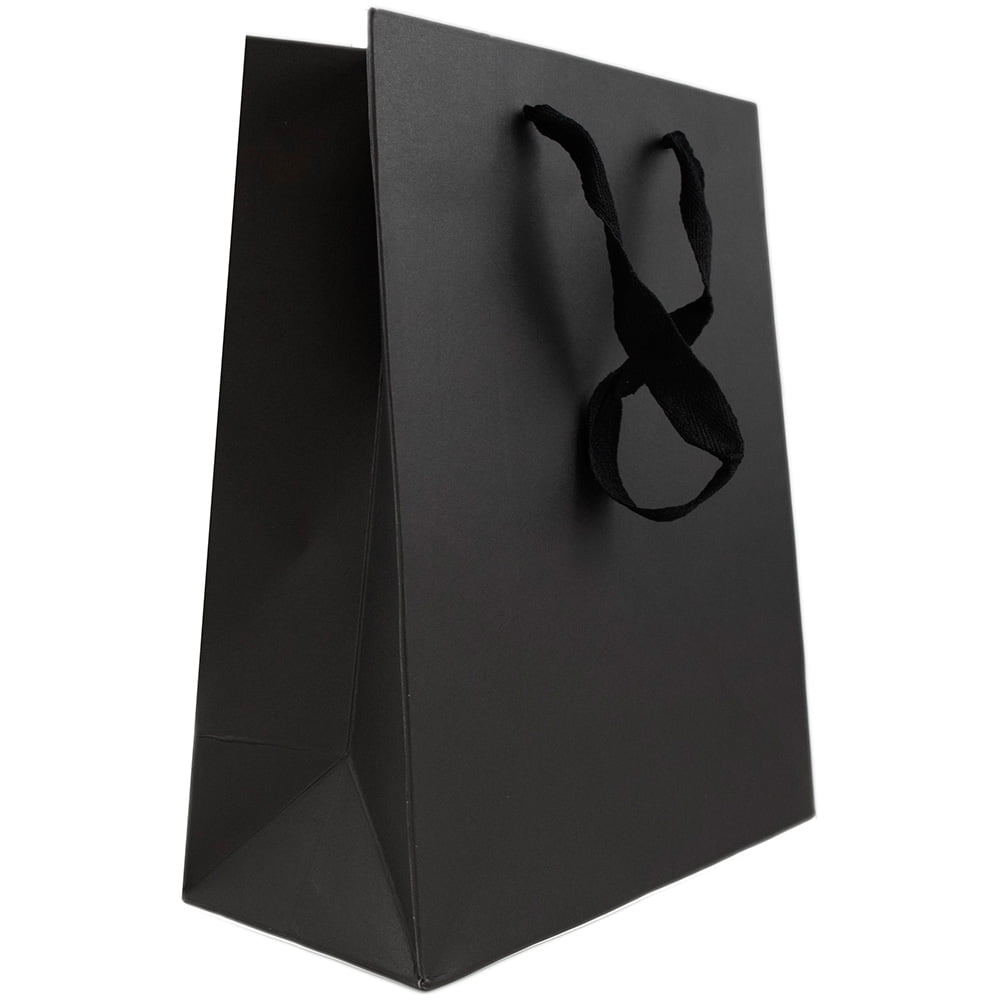 JAM Matte Gift Bags, 8 x 10 x 4, Black Kraft, 3/Pack, Medium Walmart
