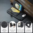 thumbnail image 6 of 2 in 1 Detachable Wallet Back Cover for iPhone 16e, Vintage Premium PU Leather Kickstand Case with Card Holder Pocket & Wireless Charging Slim Phone Cases Cover for iPhone 16e, Black, 6 of 8
