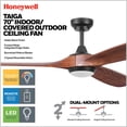 thumbnail image 2 of Honeywell Taiga 70 Inch Ceiling Fan with Redwood Blades, LED Light & Remote, Matte Black, 2 of 12