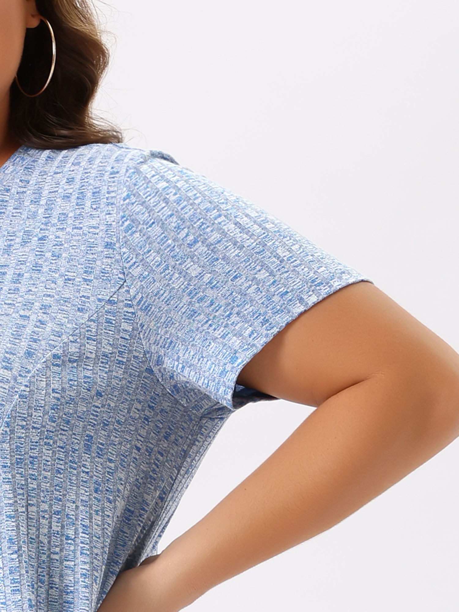 DARING DIVA Women's Plus Crew Neck Flowy Swing Loose Tunic Tops 4X Blue