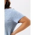 thumbnail image 5 of DARING DIVA Women's Plus Crew Neck Flowy Swing Loose Tunic Tops 1X Blue, 5 of 6
