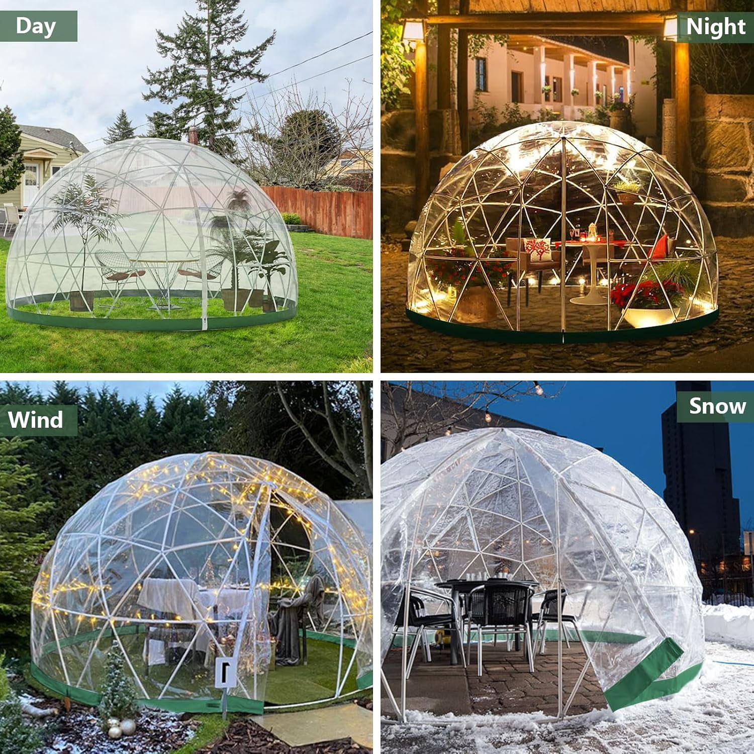 Esheno Outdoor Garden Dome Tent 9.5x5.7ft PVC Transparent Cover Weatherproof Greenhouse for Patio Party Green