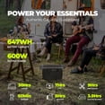 thumbnail image 5 of Boyel living Portable Power Station 647Wh Capacity with LED Lighting for Outdoor Camping, RV, Home Backup,Emergency,off-Grid, 5 of 9