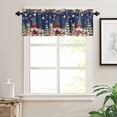 thumbnail image 7 of Christmas Gnome Kitchen Curtains and Valances Set, Squirrel Cat Poinsettia Xmas Tree Navy Blue Rod Pocket Window Valance Window Curtain Panels for Living Room Bedroom Laundry, 27.5x24in, 3 Pieces, 7 of 7