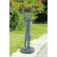 thumbnail image 5 of Cat with Bird Nest Verdigris Green Metal Birdfeeder, 5 of 5