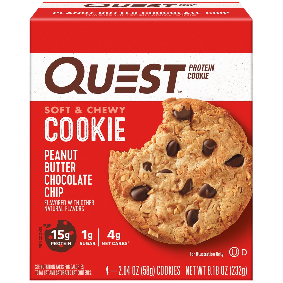 (2 pack) Quest Protein Cookies, High Protein, Peanut Butter Chocolate Chip, 4 Ct